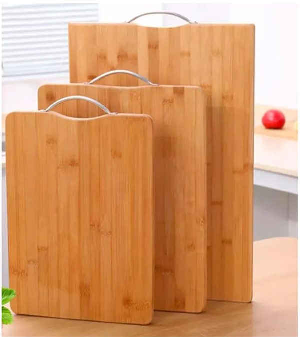Bamboo Cutting And Chopping Board With Stainless Steel Handle