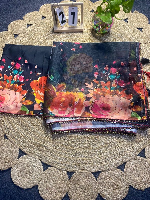 Indian Weightless Floral Printed Georgette Saree - Image 7