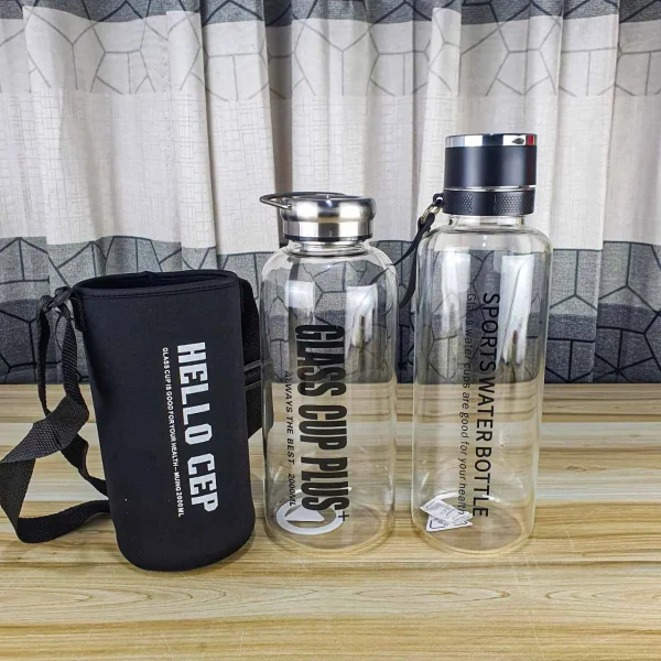 Glass cup plus Water bottle - Image 2
