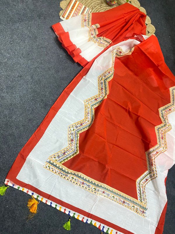 Soft Cotton Skin Printed Saree - Image 5