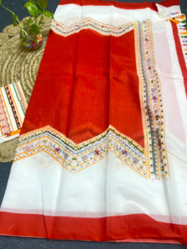 Soft Cotton Skin Printed Saree - Image 4