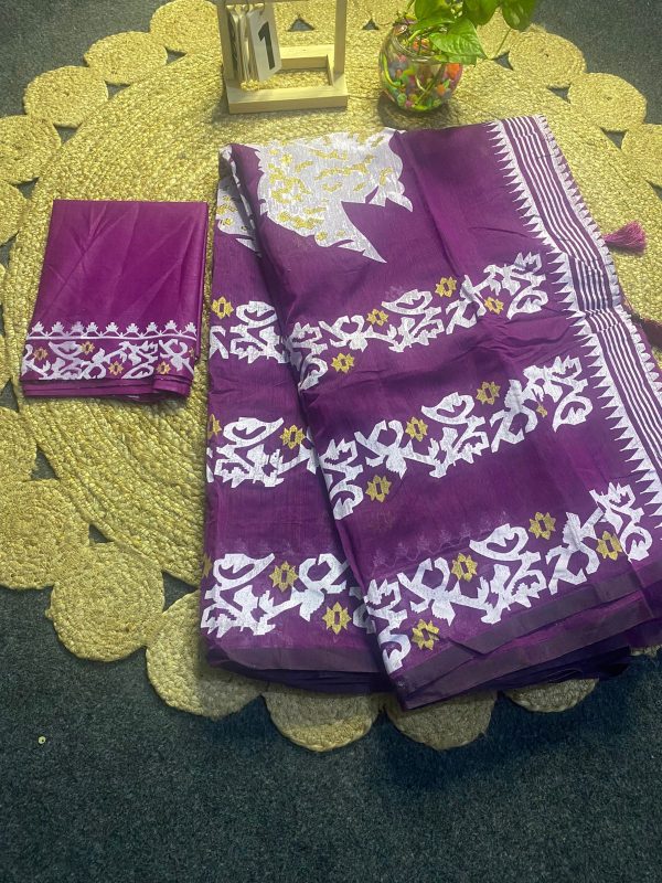 Soft Cotton Fabric skinb Printed Saree - Image 2