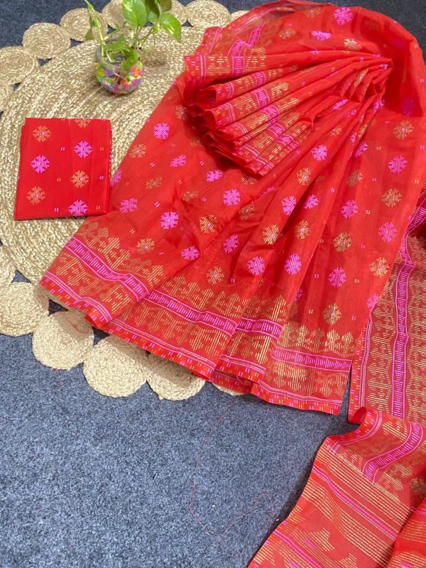 Soft Cotton Skin Printed Saree - Image 3