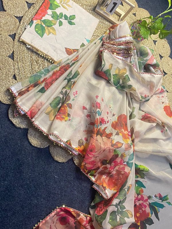 Indian Weightless Floral Printed Georgette Saree